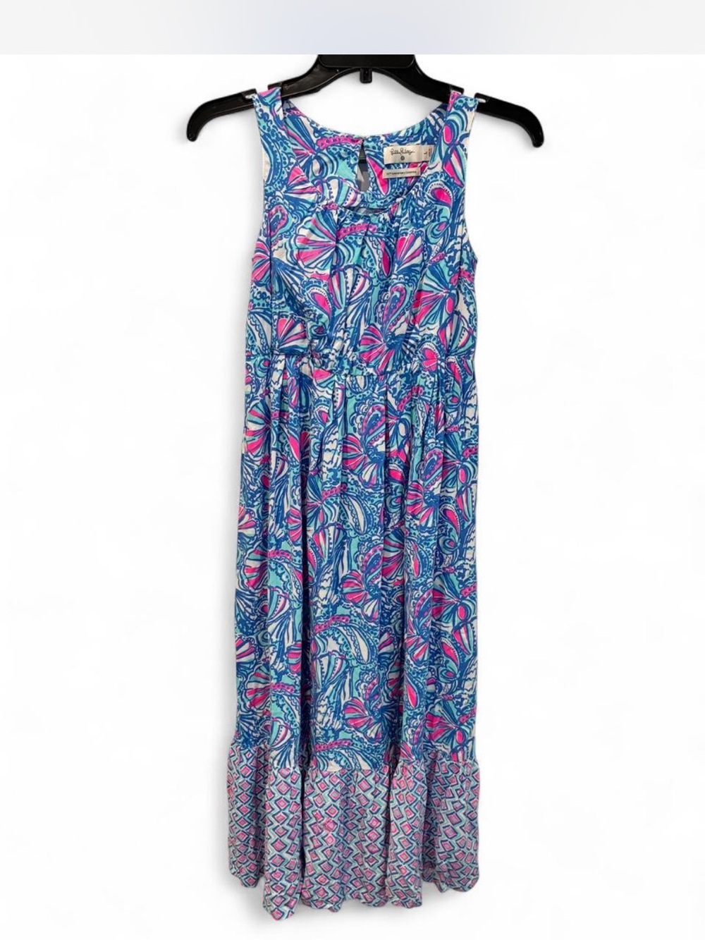 Lilly Pulitzer Blue & Pink Printed Sleeveless Maxi Dress